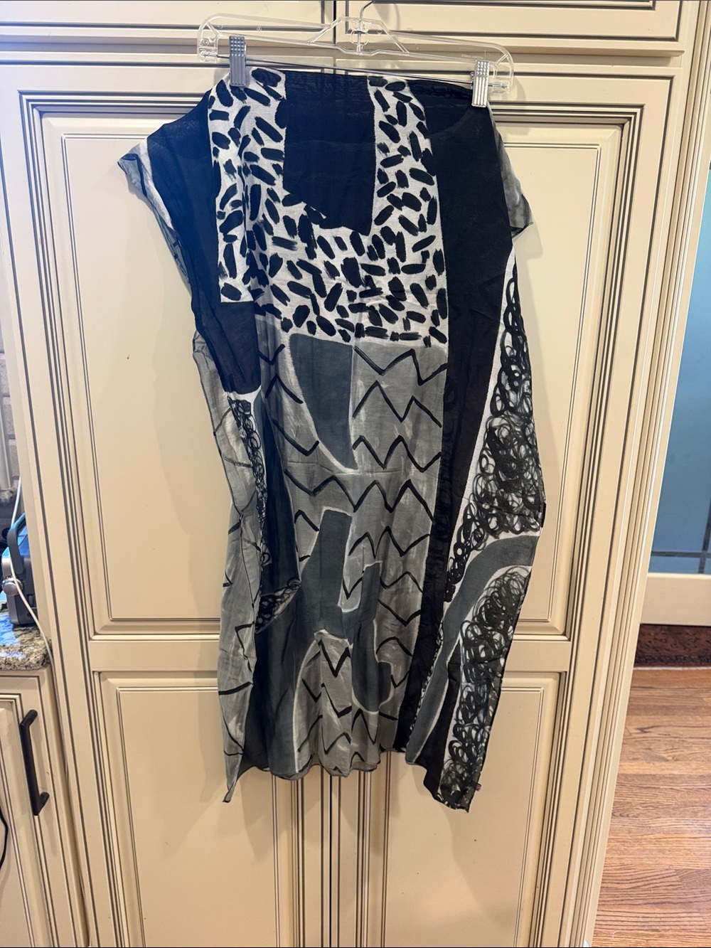 Paisley Road silk Black and Gray Abstract Print Women's scarf